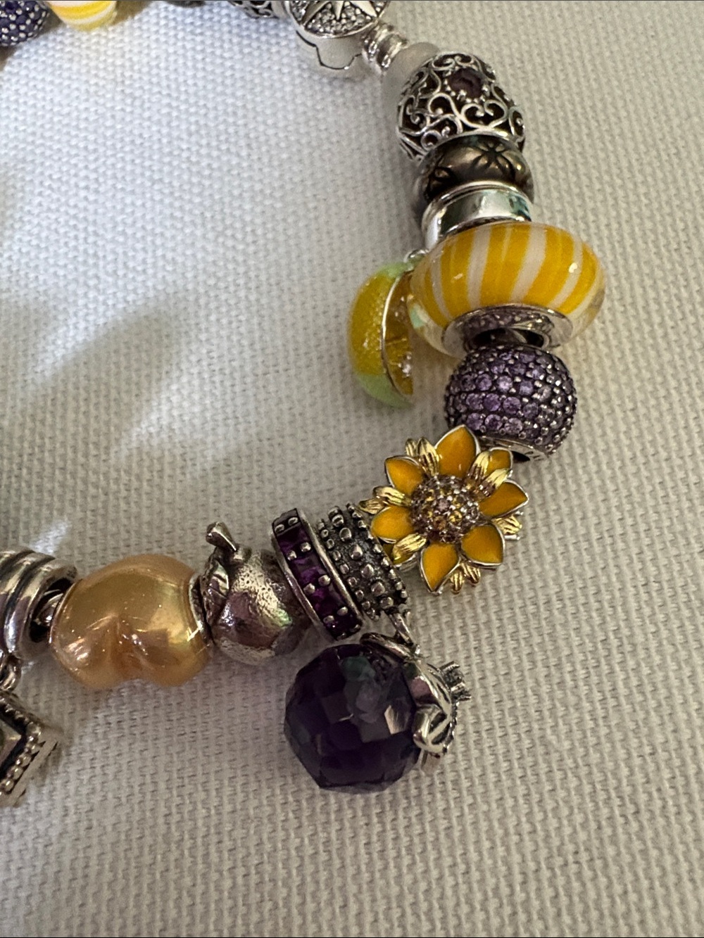 Pandora bracelet lemon/yellow/purple charms - Picture 5 of 5
